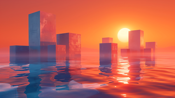 Ethereal Monoliths at Sunset