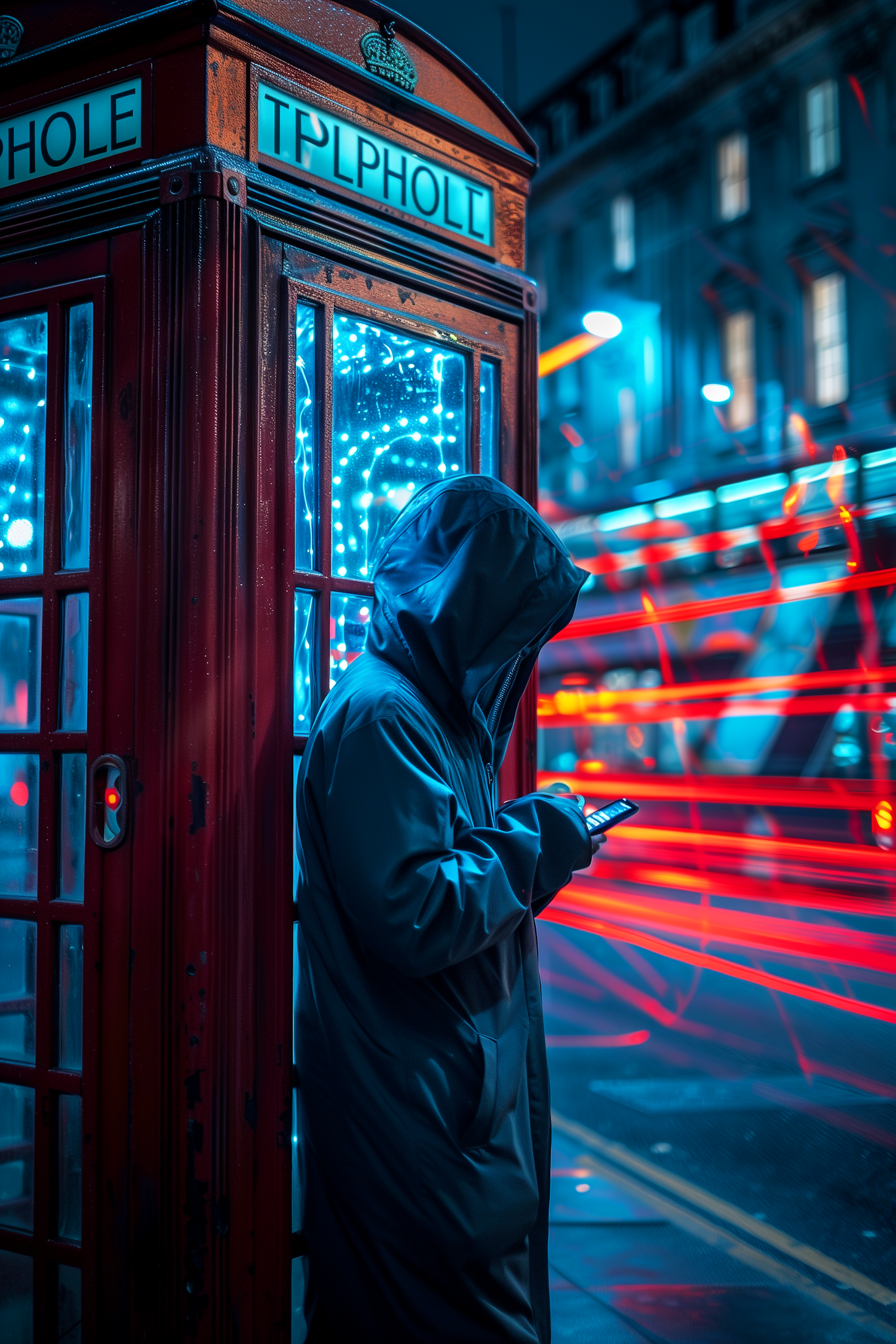 Urban Night with Red Telephone Box