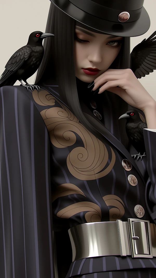Gothic Woman with Crows