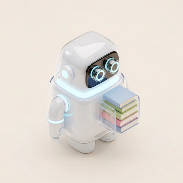 Futuristic Robot with Books