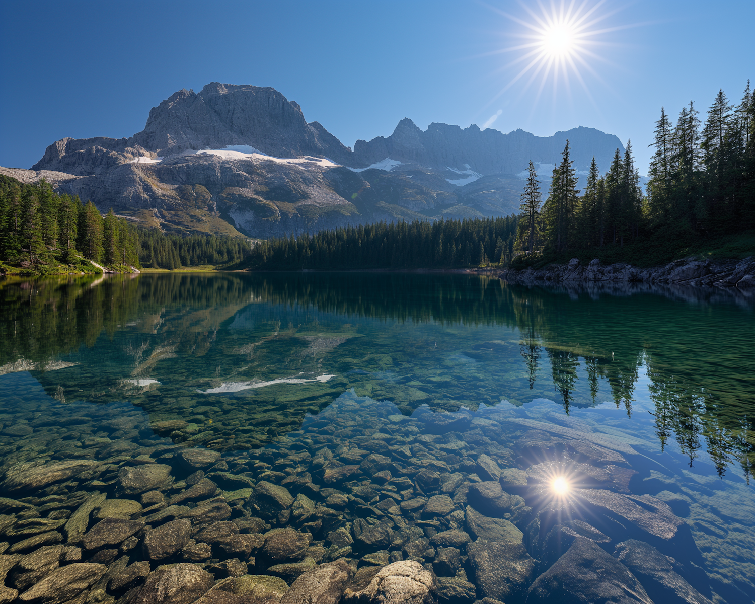 Serene Mountain Landscape with Lake Reflection