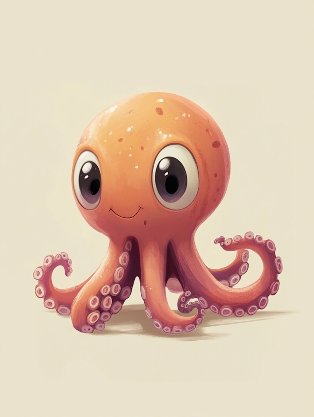 Cartoonish Orange Octopus