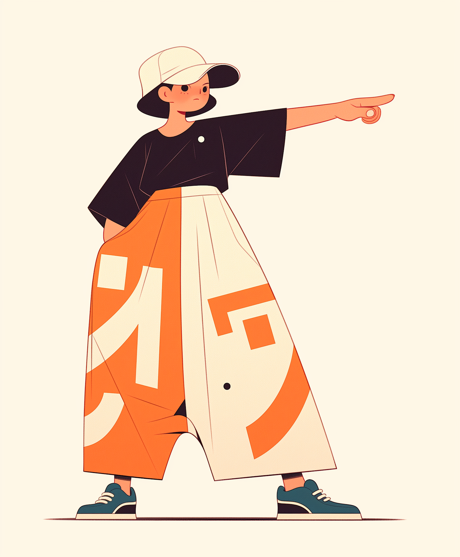 Stylized Illustration of a Person Pointing