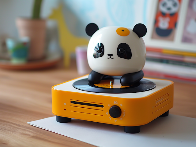 Whimsical Panda on Turntable