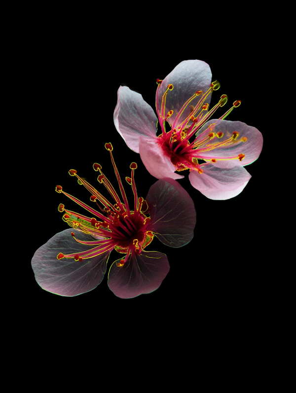Pink Flowers on Black