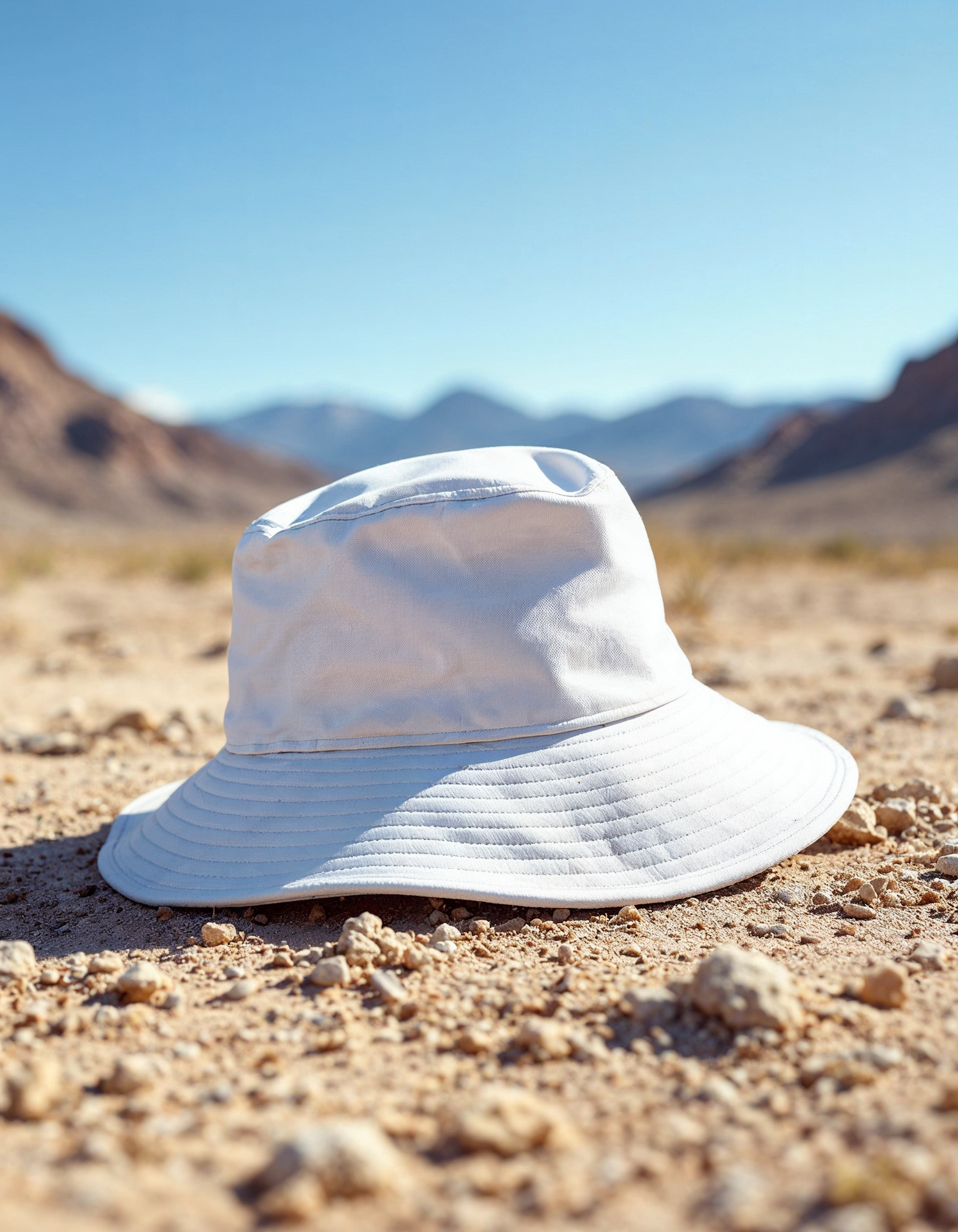 White Bucket Hat in Desert