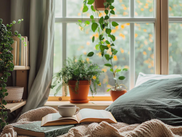 Serene Bedroom with Nature View