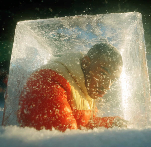 Person in Ice Block