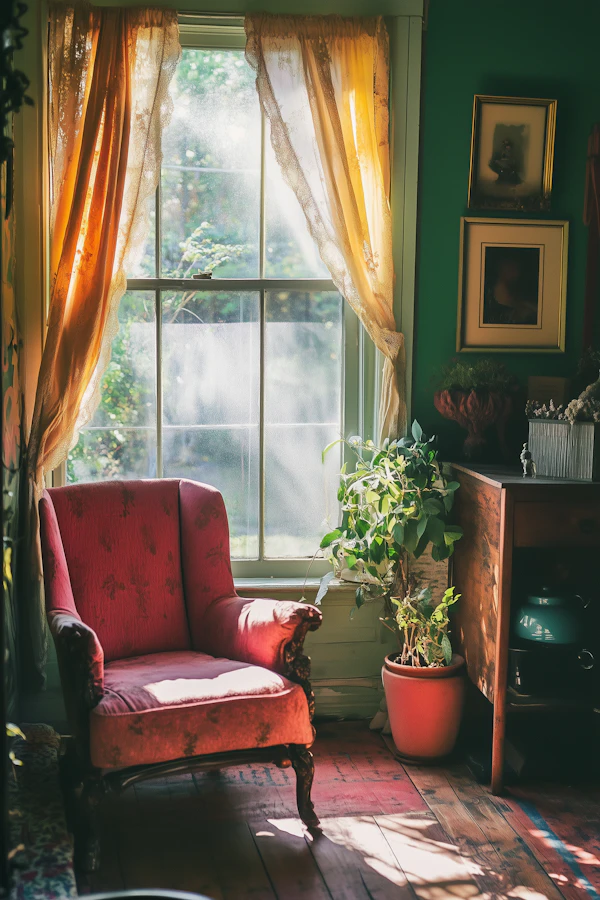 Cozy Interior Scene with Vintage Armchair