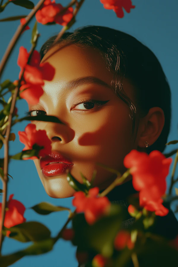 Bold Portrait with Flowers