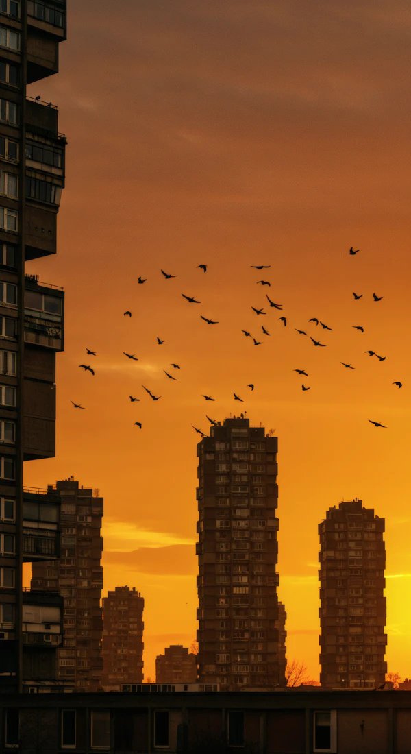 Urban Sunset Silhouettes