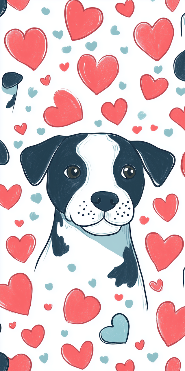 Whimsical Dog with Hearts