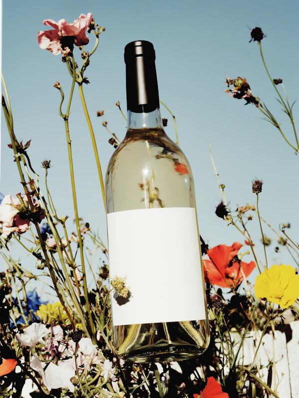 Wine Bottle with Flowers