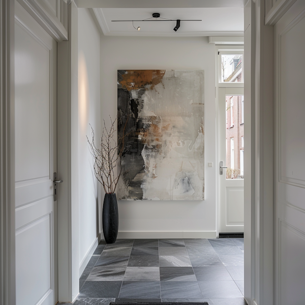 Modern Hallway with Abstract Art