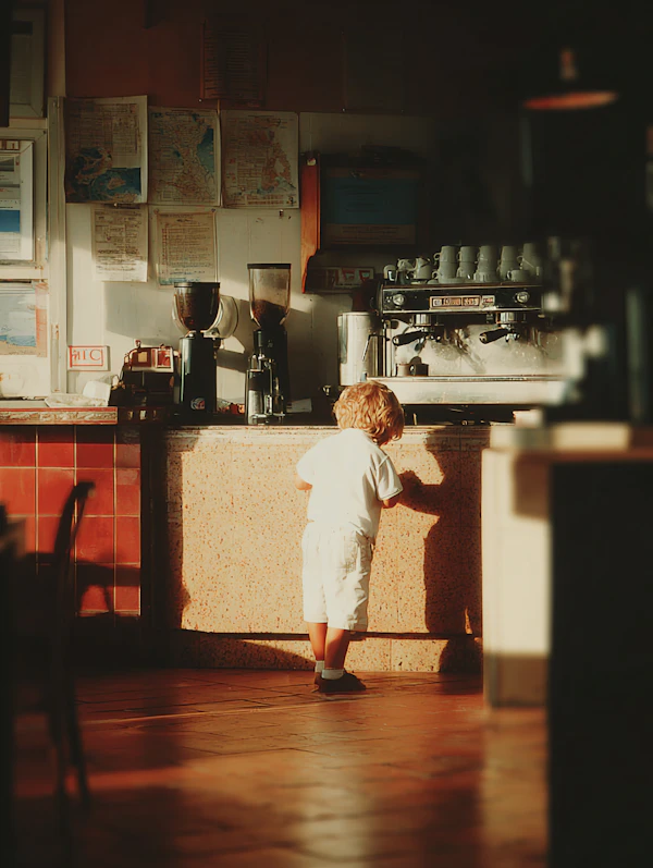 Child in Cozy Café