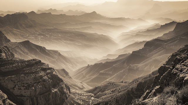 Sepia Mountain Landscape