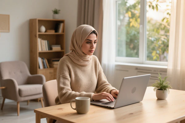 Woman Working at Table