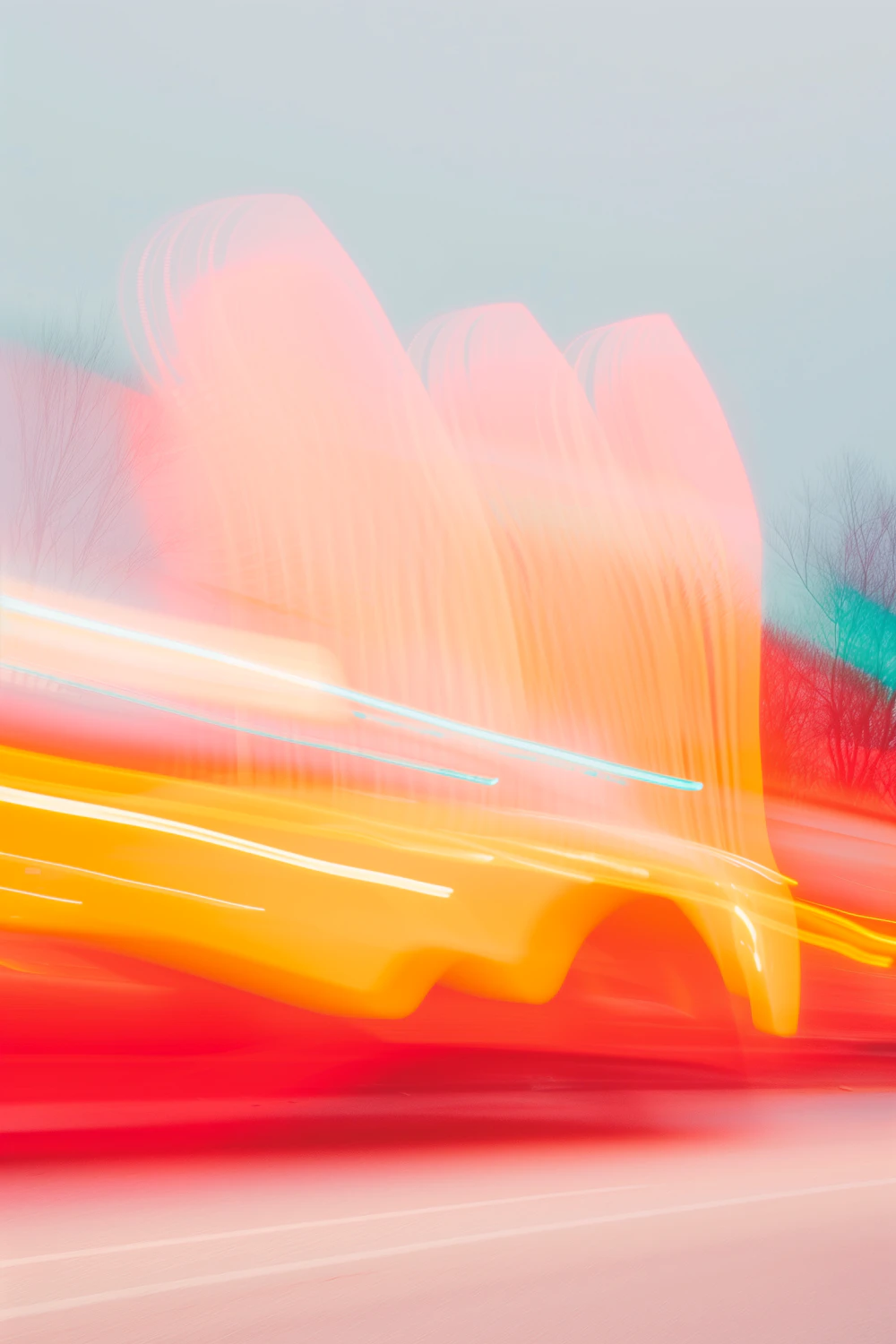 Abstract light trails in red, orange and yellow