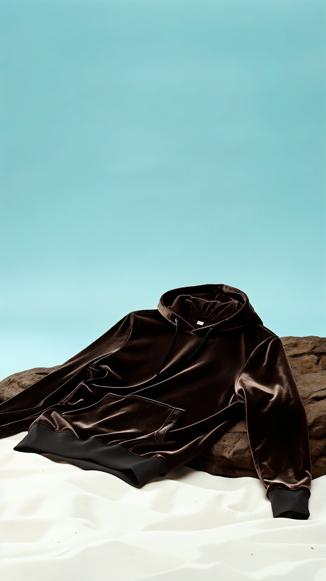 Velvet Hoodie on Textured Background