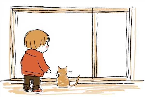 Child and Cat Heartwarming Encounter