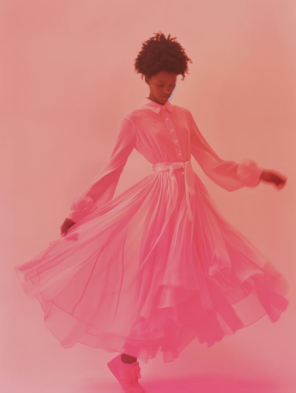 Woman in Pink Dress Twirling