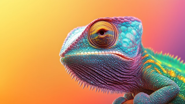 Vibrant Chameleon Close-Up