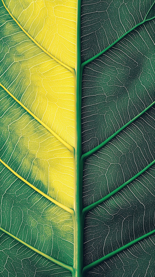 Close-up of Leaf with Color Contrast