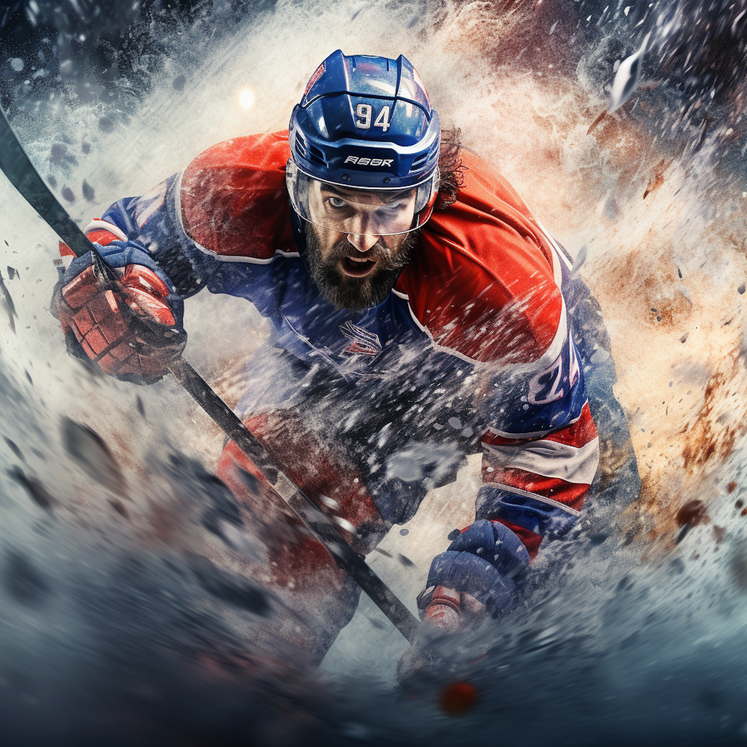 Dynamic Red #94 – The Determined Ice Hockey Player