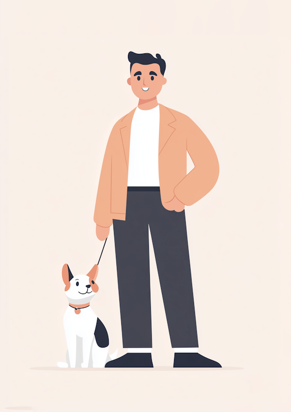 Man and His Dog Illustration