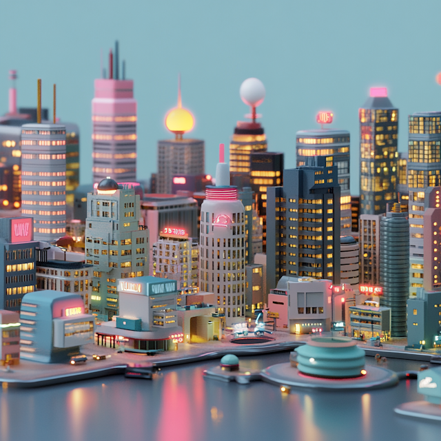 Vibrant Miniature Cityscape at Twilight