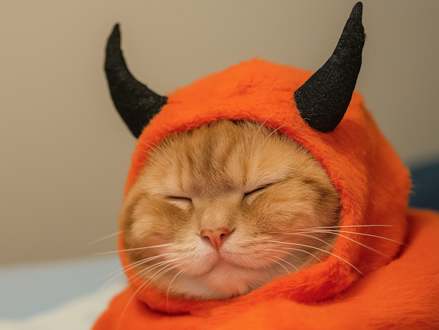 Cat in Devil Costume