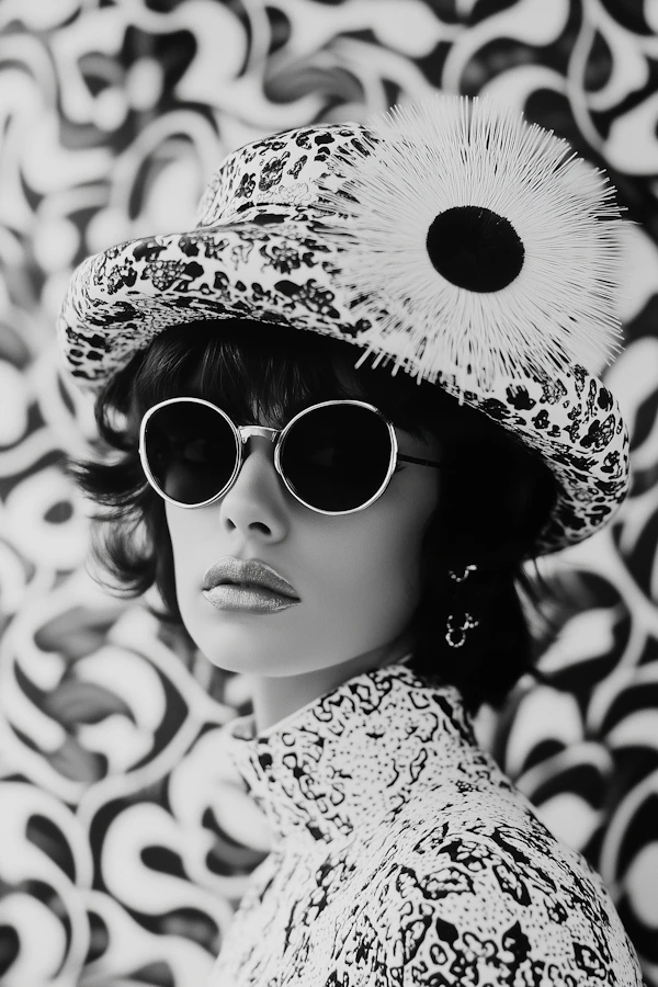 Fashionable Individual with Patterned Hat