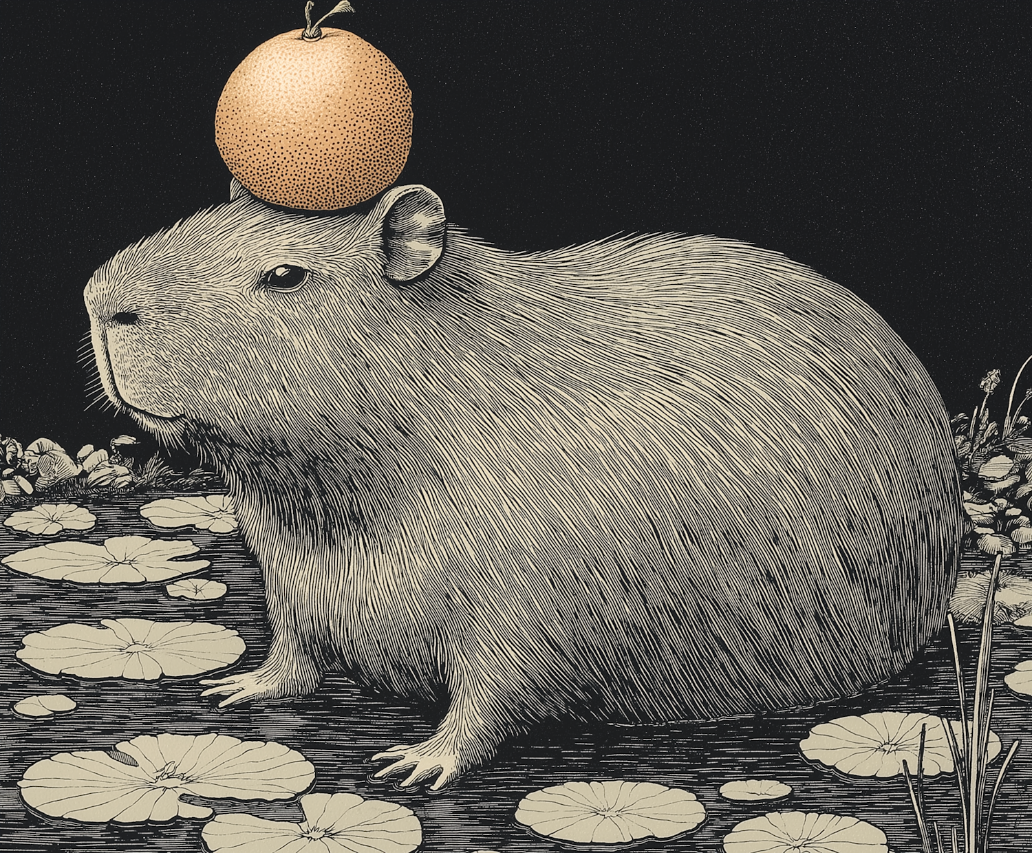 Tranquil Capybara with Fruit