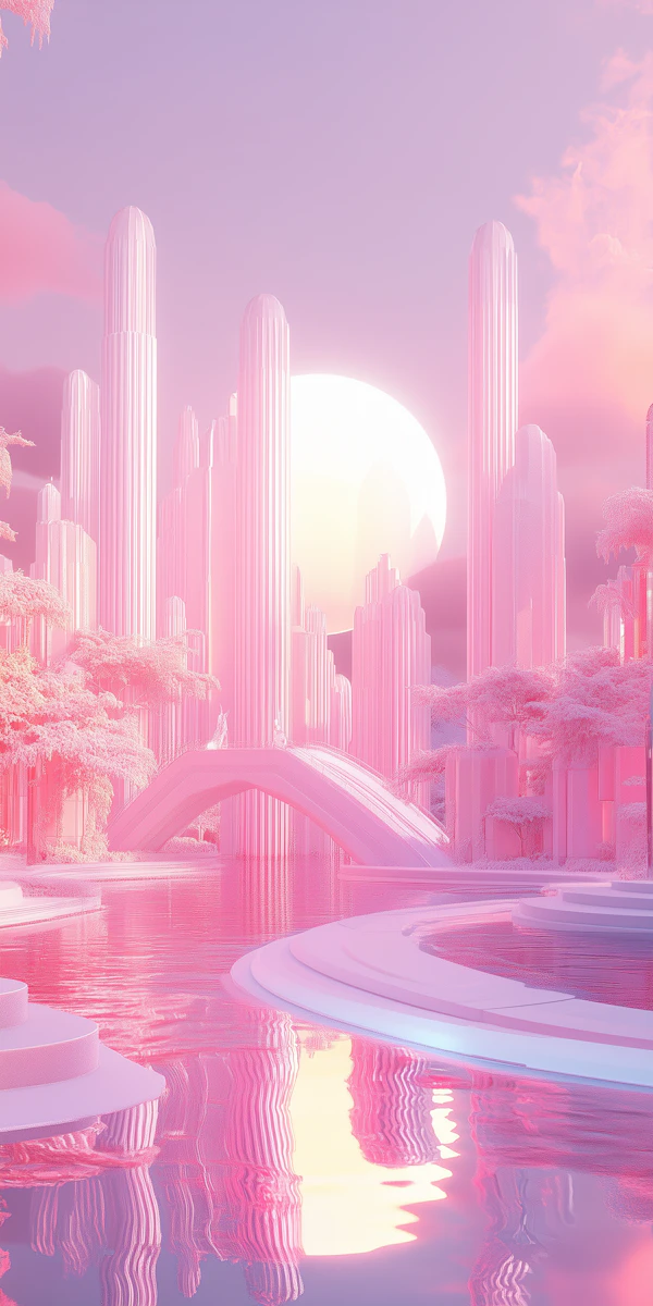Surreal Pink Cityscape