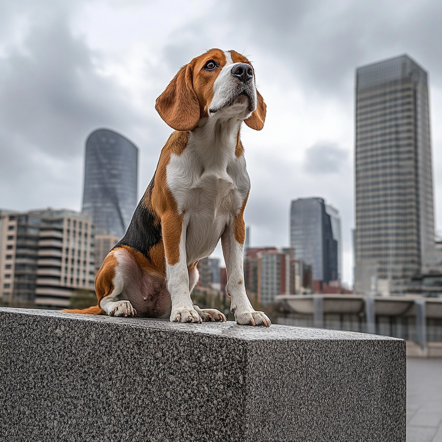 Beagle on Stone Ledge