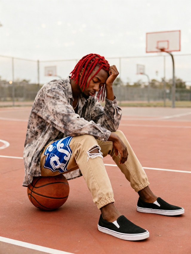 Contemplative Basketball Moment