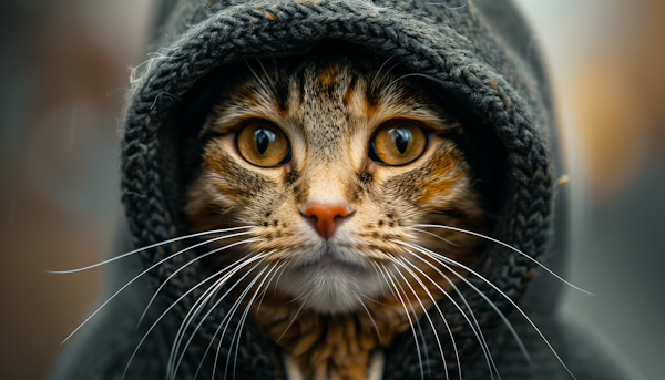 Cat in Knitted Cap