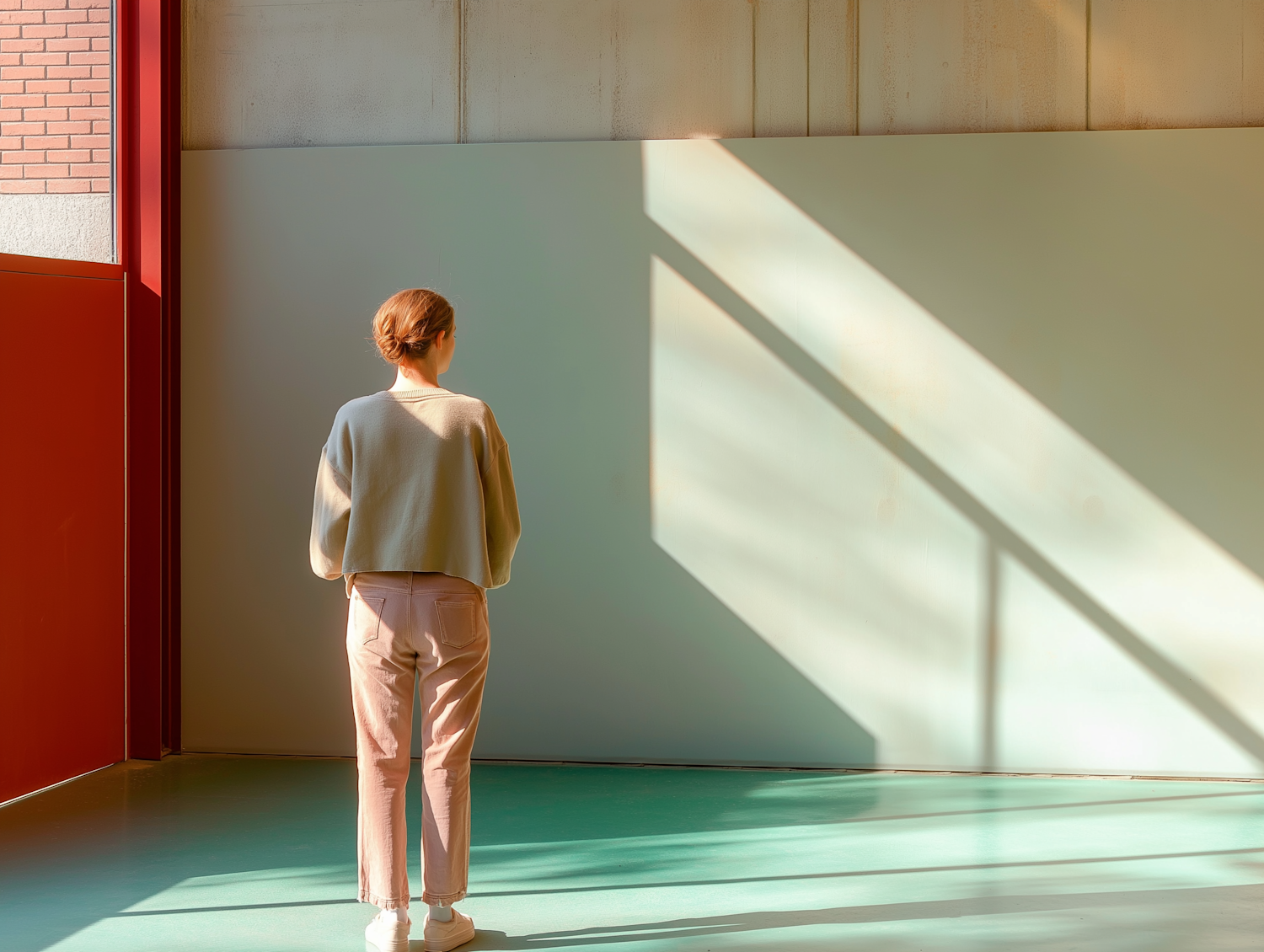 Sunlit Room with Solitary Figure