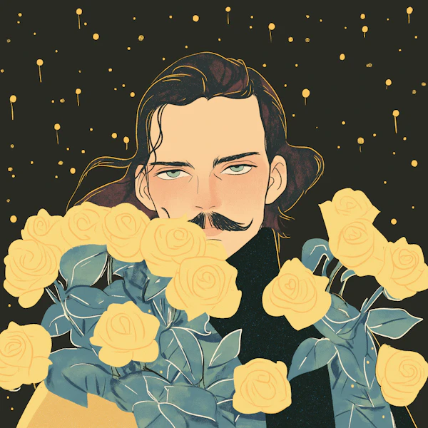 Contemplative Portrait with Roses