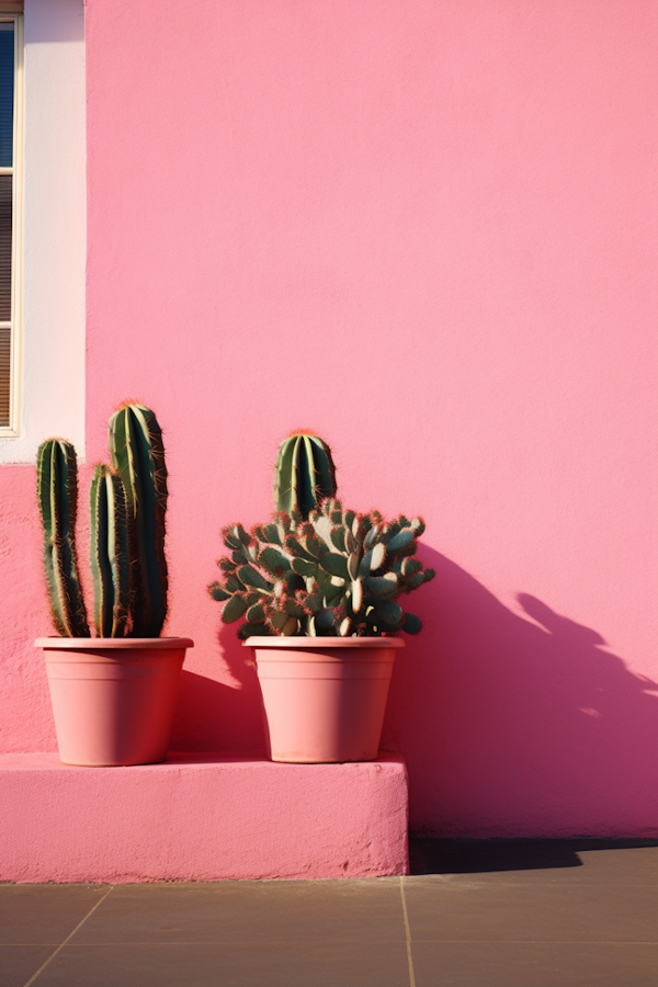 Solar Silhouettes: Pink Serenade of Cacti