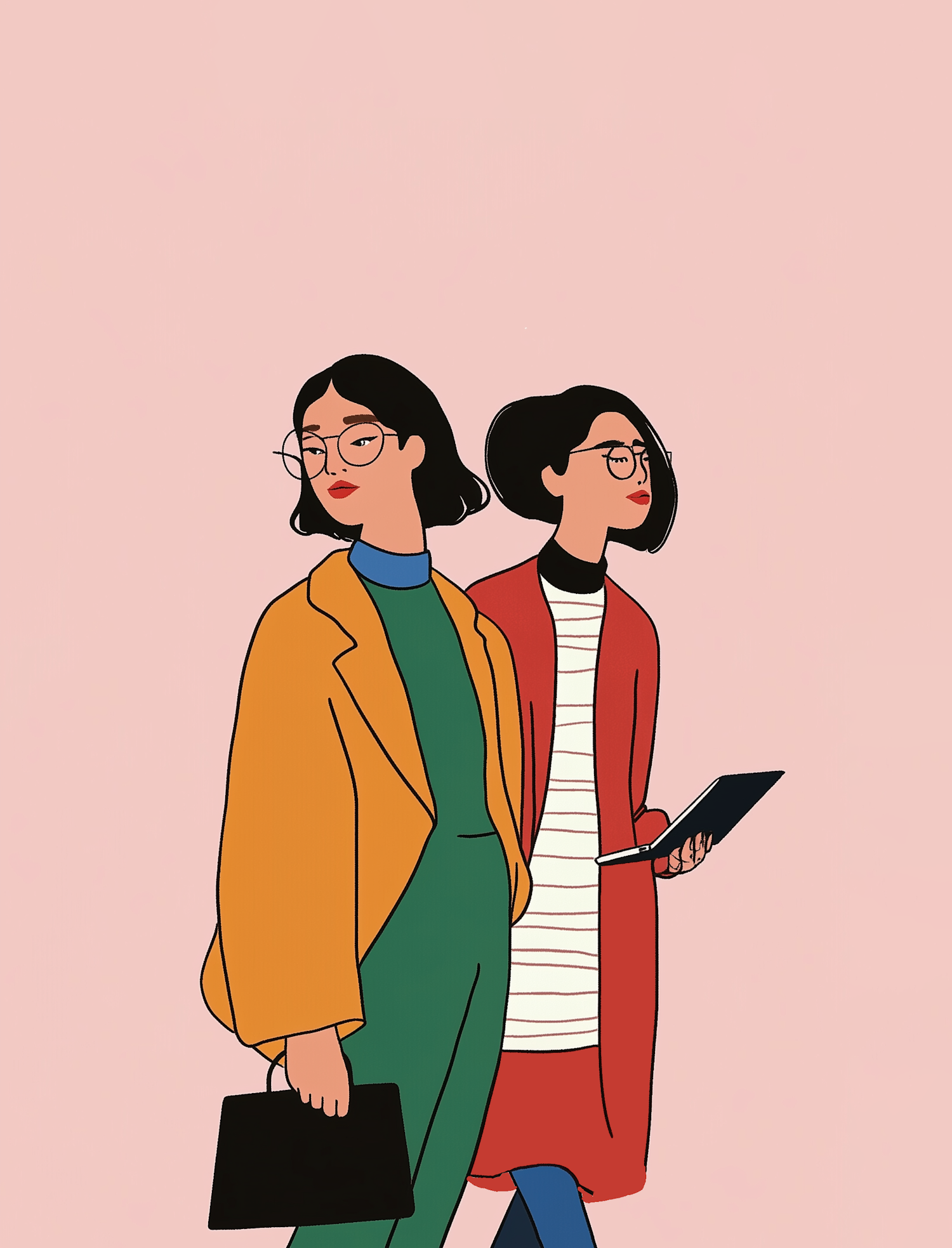 Illustration of Two Women Walking