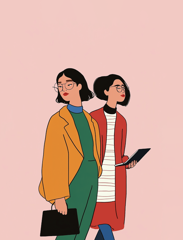 Illustration of Two Women Walking