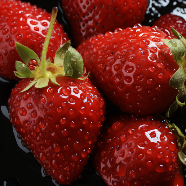 Freshly Washed Vibrant Red Strawberries