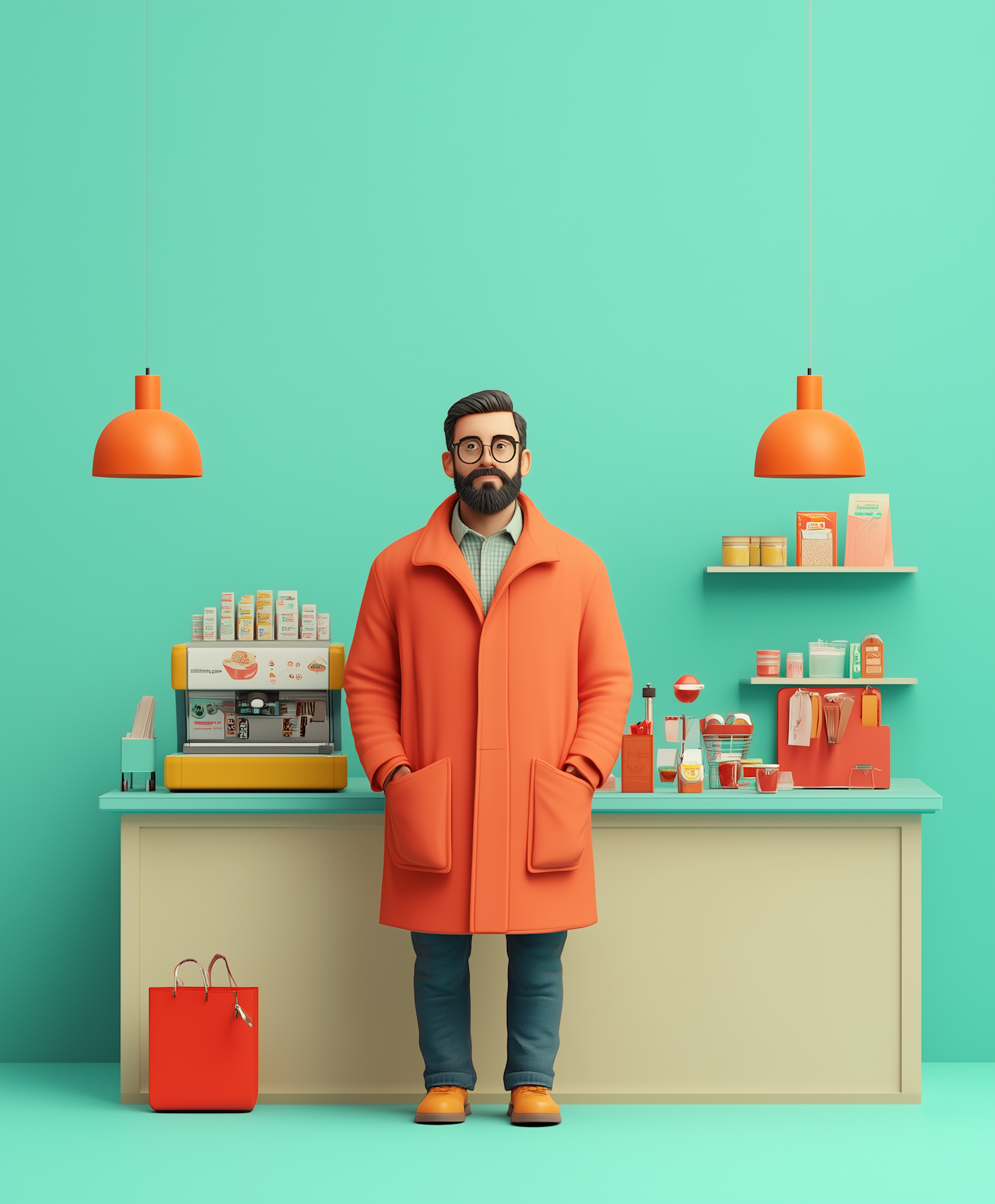 Stylish Man in Boutique Shop