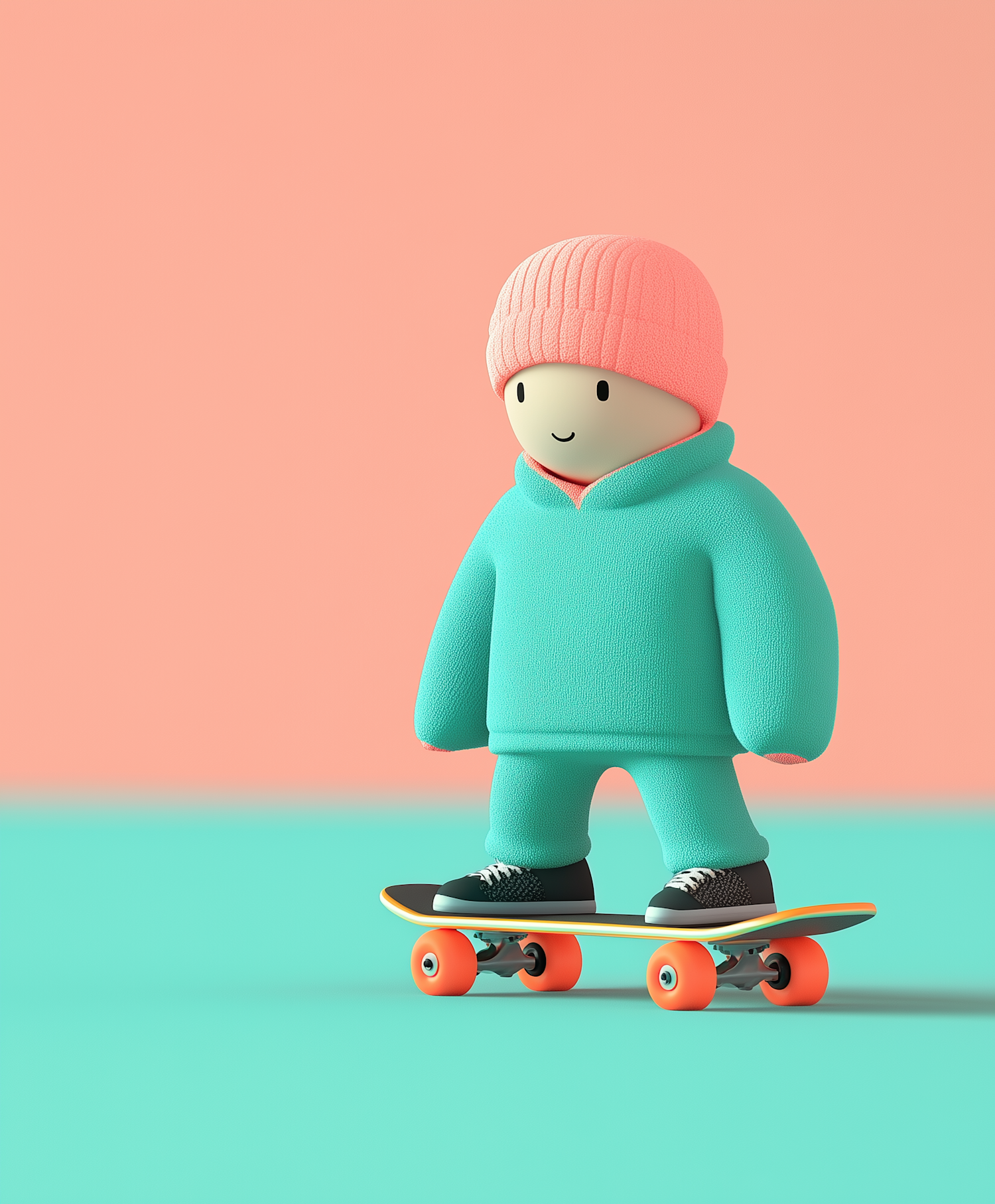 Stylized Skateboarding Cartoon Character