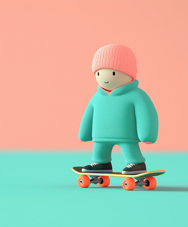 Stylized Skateboarding Cartoon Character