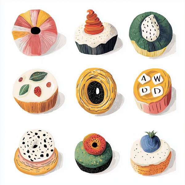 Colorful Pastry Grid