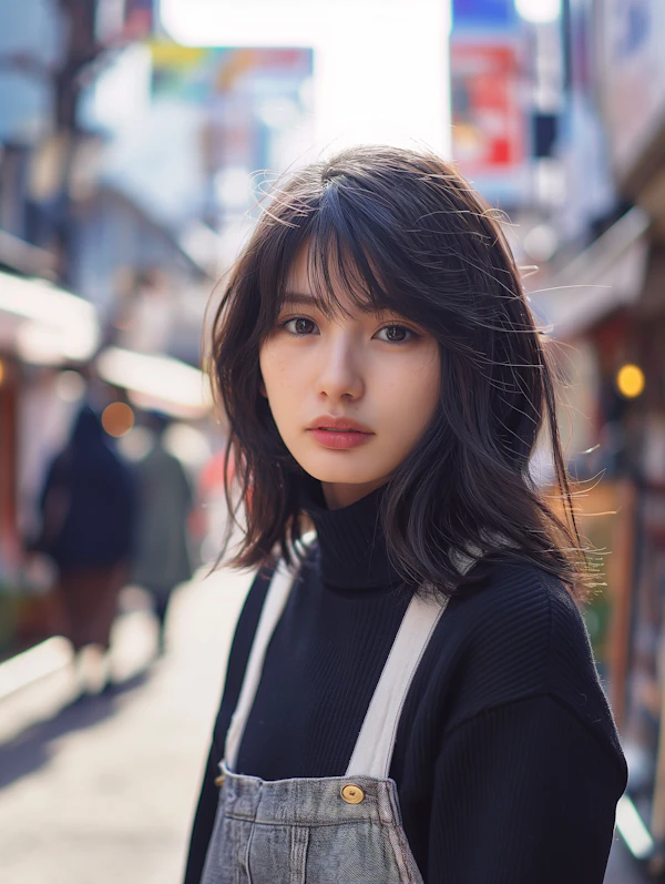 Contemplative Young Woman in Urban Setting