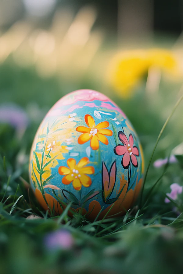 Painted Egg in Grass