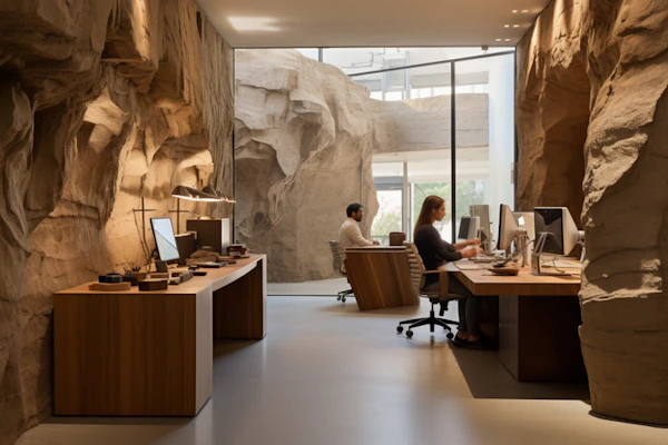 Cavernous Chic: Nature-Inspired Professional Workspace